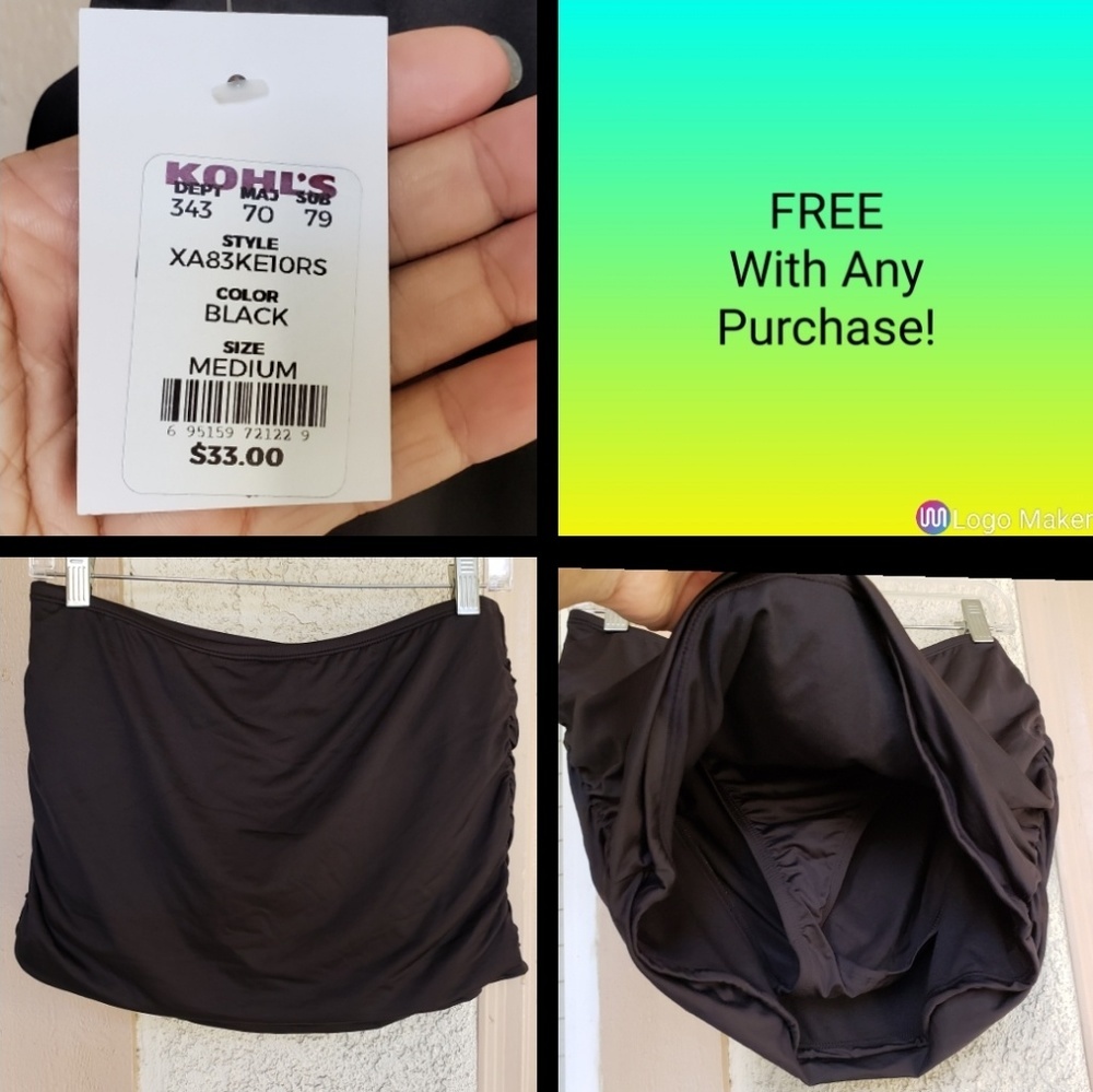 NEW $33 women KHOL'S black swim skirt  MEDIUM